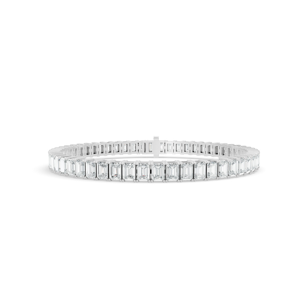 10.36 ctw Diamond Emerald Braclate 14K White Gold Tennis Bracelet